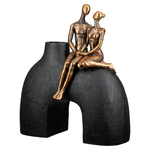 Vase – Schwarzes Kunstharz, Metallische Optik, Figurenform - Movement | Gilde