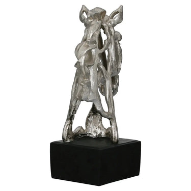 Skulptur – Silbernes Kunstharz, Metallische Optik, Pferdeform - Cheval | Gilde