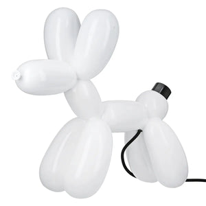 Tischleuchte – Weißes Kunstharz, Glänzende Oberfläche, Ballonhundform - Scotty | Gilde