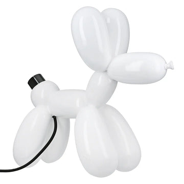 Tischleuchte – Weißes Kunstharz, Glänzende Oberfläche, Ballonhundform - Scotty | Gilde