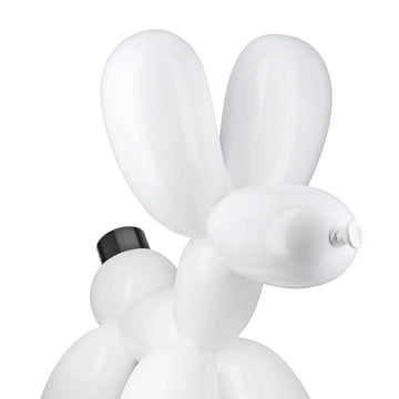 Tischleuchte – Weißes Kunstharz, Glänzende Oberfläche, Ballonhundform - Scotty | Gilde