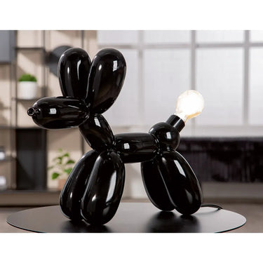 Tischleuchte – Schwarzes Kunstharz, Glänzende Oberfläche, Ballonhundform - Scotty | Gilde