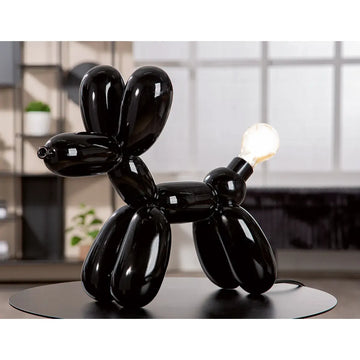 Tischleuchte – Schwarzes Kunstharz, Glänzende Oberfläche, Ballonhundform - Scotty | Gilde