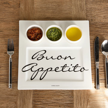 Servierplatte - Porzellan Schriftzug Rechteckform – Buon Appetito | Rivièra Maison