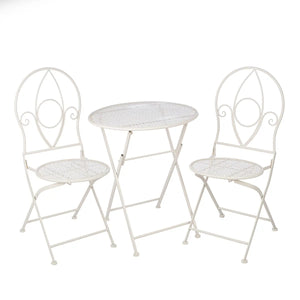 Bistroset – Weißes Metall, Mattes Finish, Blumendesign - Flores | Gilde