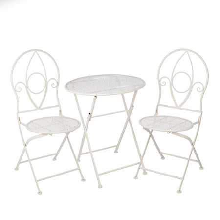 Bistroset – Weißes Metall, Mattes Finish, Blumendesign - Flores | Gilde image