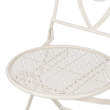 Bistroset – Weißes Metall, Mattes Finish, Blumendesign - Flores | Gilde