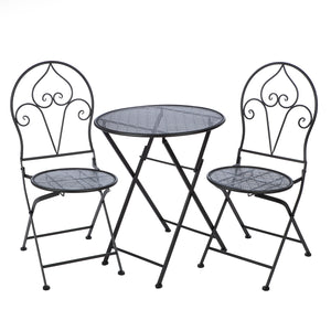 Bistroset – Runde Tischplatte, Mattes Metall, Klappstühle - Naluang | Gilde