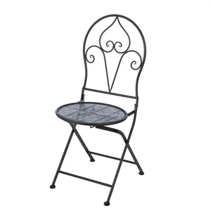 Bistroset – Runde Tischplatte, Mattes Metall, Klappstühle - Naluang | Gilde