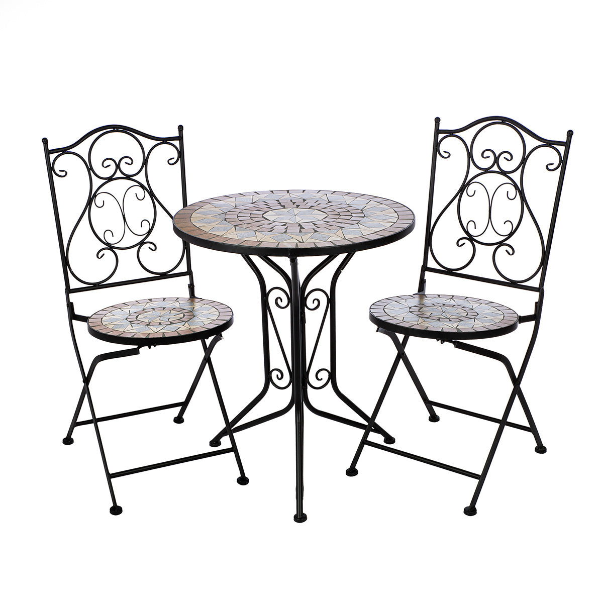 Bistroset – Sternmotiv, Mattes Metall, Klappstühle - Mosaik | Gilde