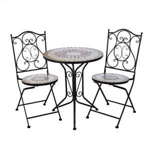 Bistroset – Sternmotiv, Mattes Metall, Klappstühle - Mosaik | Gilde