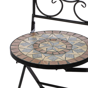Bistroset – Sternmotiv, Mattes Metall, Klappstühle - Mosaik | Gilde
