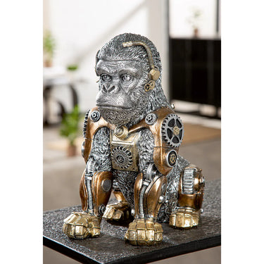 Figur – Silberoptik, Zahnradmotiv, Antikfinish - Steampunk Gorilla | Gilde