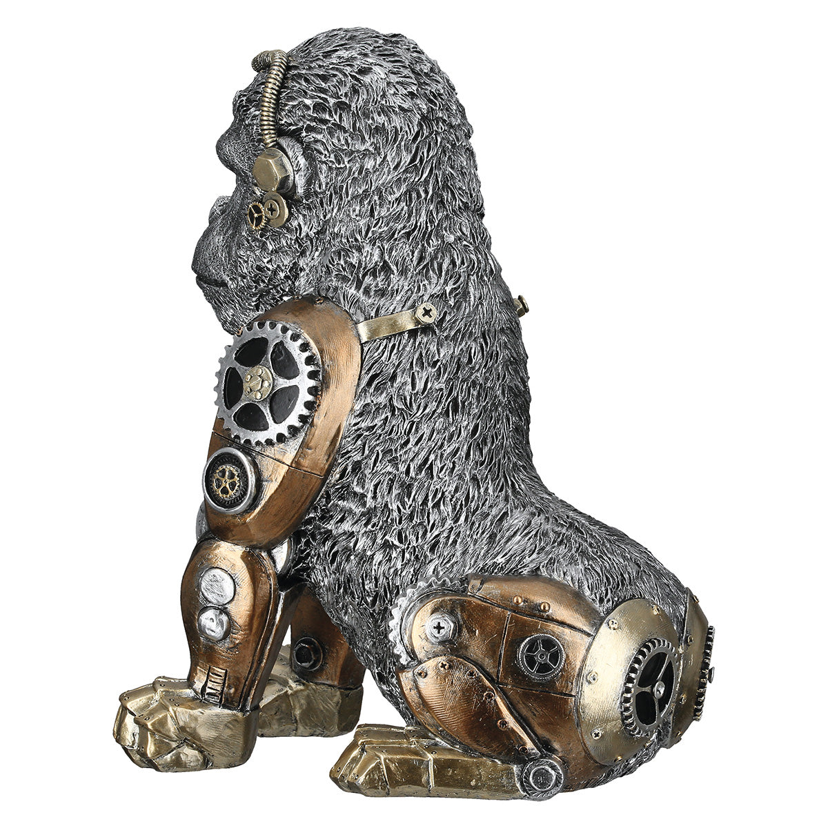 Figur – Silberoptik, Zahnradmotiv, Antikfinish - Steampunk Gorilla | Gilde