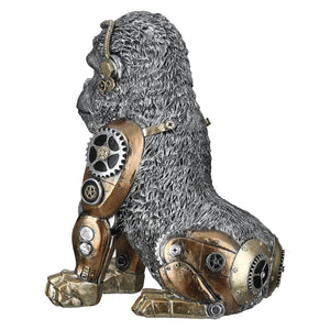 Figur – Silberoptik, Zahnradmotiv, Antikfinish - Steampunk Gorilla | Gilde