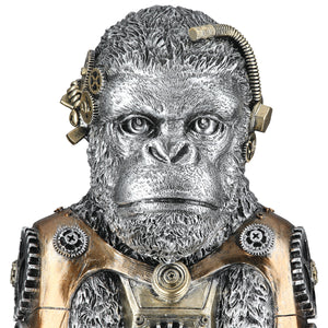Figur – Silberoptik, Zahnradmotiv, Antikfinish - Steampunk Gorilla | Gilde