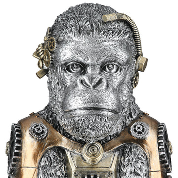 Figur – Silberoptik, Zahnradmotiv, Antikfinish - Steampunk Gorilla | Gilde