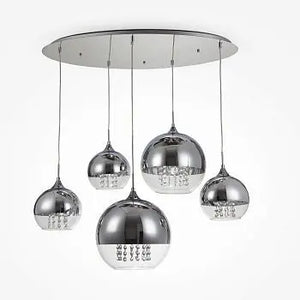 Pendant lamp with nickel metal frame, transparent glass and crystal accents in a luxurious design – Fermi | Maytoni