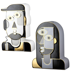 Vase – Gesichtsmotiv, Zweifarbige Optik, Keramikdesign - Picassa | Gilde
