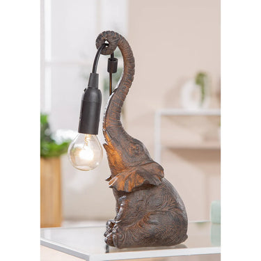 Tischleuchte – Tierfigur, Strukturierte Oberfläche, Braune Optik - Elefante | Gilde
