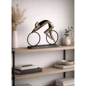 Skulptur – Bronzefarbenes Metall, Matte Oberfläche, Fahrradförmiges Motiv, 28.5 cm - Racer | Gilde