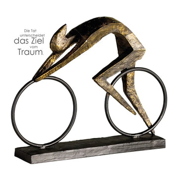 Skulptur – Bronzefarbenes Metall, Matte Oberfläche, Fahrradförmiges Motiv, 28.5 cm - Racer | Gilde