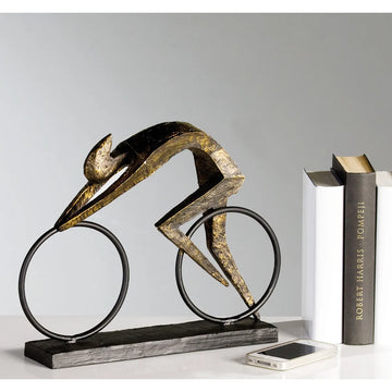 Skulptur – Bronzefarbenes Metall, Matte Oberfläche, Fahrradförmiges Motiv, 28.5 cm - Racer | Gilde