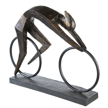 Skulptur – Bronzefarbenes Metall, Matte Oberfläche, Fahrradförmiges Motiv, 28.5 cm - Racer | Gilde