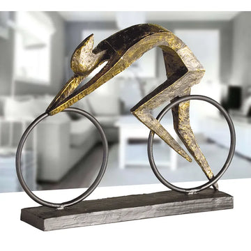 Skulptur – Bronzefarbenes Metall, Matte Oberfläche, Fahrradförmiges Motiv, 28.5 cm - Racer | Gilde