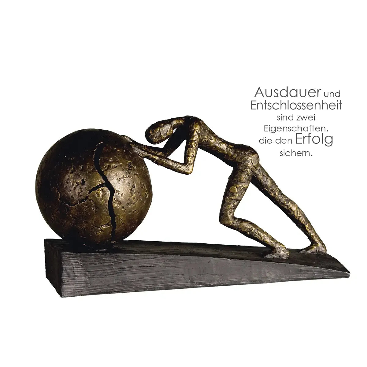 Skulptur – Kugelmotiv, Bronzefarbene Oberfläche, Spruchkarte - Heavy Ball | Gilde