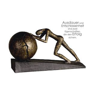 Skulptur – Kugelmotiv, Bronzefarbene Oberfläche, Spruchkarte - Heavy Ball | Gilde