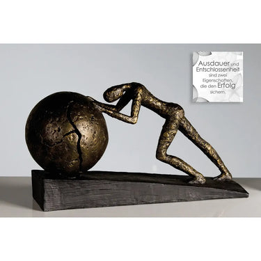 Skulptur – Kugelmotiv, Bronzefarbene Oberfläche, Spruchkarte - Heavy Ball | Gilde