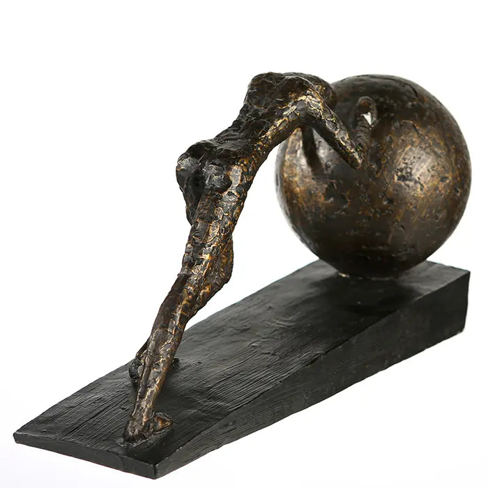 Skulptur – Kugelmotiv, Bronzefarbene Oberfläche, Spruchkarte - Heavy Ball | Gilde