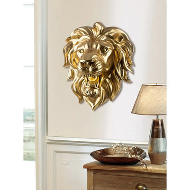 Wandobjekt – Goldene Optik, Löwenkopf, Leuchtendes Design - King of the Savannah | Gilde