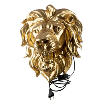 Wandobjekt – Goldene Optik, Löwenkopf, Leuchtendes Design - King of the Savannah | Gilde
