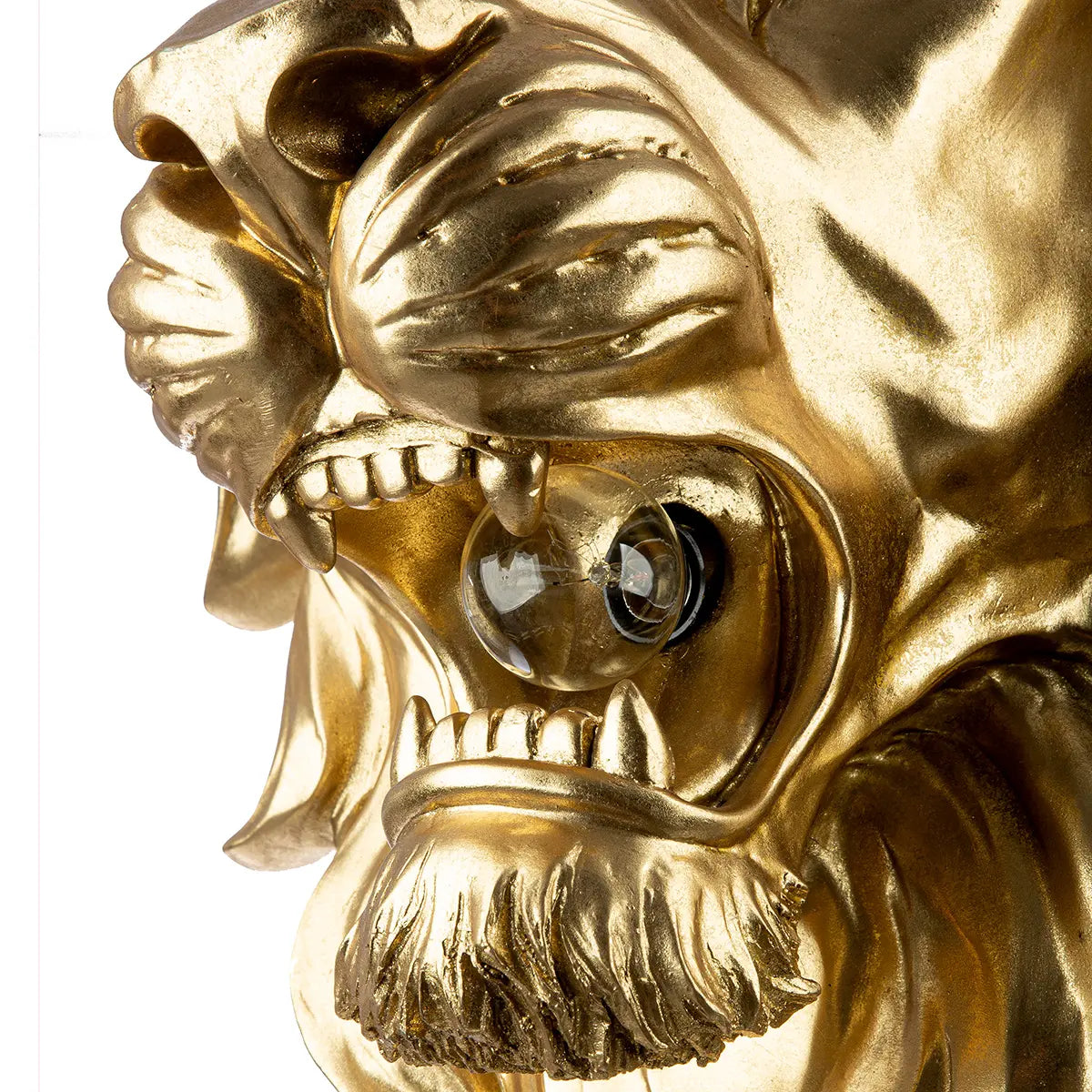 Wandobjekt – Goldene Optik, Löwenkopf, Leuchtendes Design - King of the Savannah | Gilde