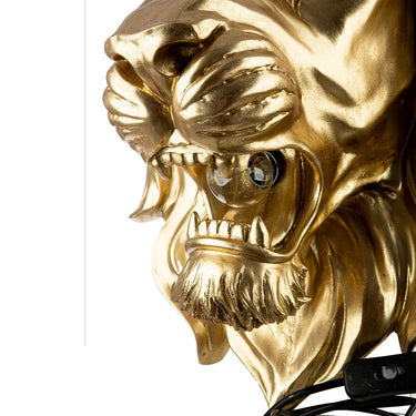 Wandobjekt – Goldene Optik, Löwenkopf, Leuchtendes Design - King of the Savannah | Gilde
