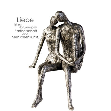 Skulptur – Silbernes Antikfinish, Romantisches Paar, Strukturierte Oberfläche - Couple | Gilde