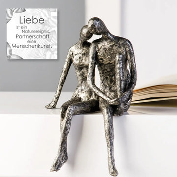 Skulptur – Silbernes Antikfinish, Romantisches Paar, Strukturierte Oberfläche - Couple | Gilde