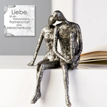 Skulptur – Silbernes Antikfinish, Romantisches Paar, Strukturierte Oberfläche - Couple | Gilde