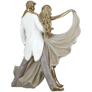 Dekofigur – Goldene Metalloptik, Tanzende Form, Weiße Akzente, Höhe 29,5 cm - Salsa | Gilde