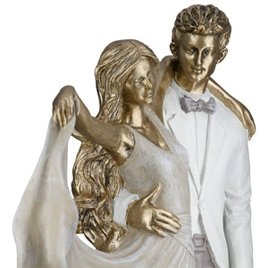 Dekofigur – Goldene Metalloptik, Tanzende Form, Weiße Akzente, Höhe 29,5 cm - Salsa | Gilde