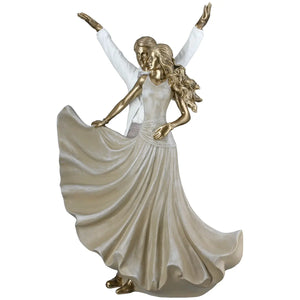 Dekofigur – Goldene Metalloptik, Tanzende Form, Weiße Akzente, Höhe 33,5 cm - Salsa | Gilde