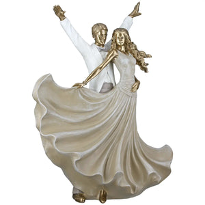 Dekofigur – Goldene Metalloptik, Tanzende Form, Weiße Akzente, Höhe 33,5 cm - Salsa | Gilde