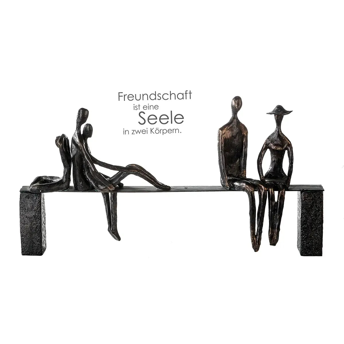Skulptur – Bronzefarbene Figuren, Schwarze Bank, Strukturierte Oberfläche - Leisure | Gilde