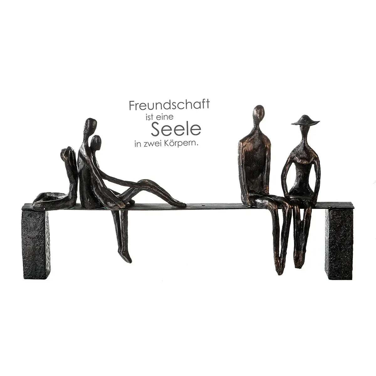 Skulptur – Bronzefarbene Figuren, Schwarze Bank, Strukturierte Oberfläche - Leisure | Gilde