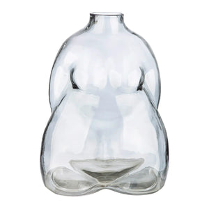 Vase – Graues Glas, Weibliche Form, Wasserdichte Nutzung, Höhe 25 cm - Big Body | Gilde