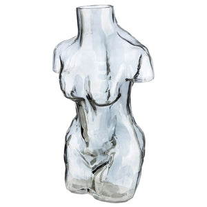 Vase – Graues Glas, Weibliche Form, Wasserdichte Nutzung, Höhe 32 cm - Big Body | Gilde