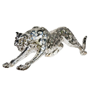Dekofigur – Silberner Glanz, Strukturierte Oberfläche, Gepard Form - Gepard | Gilde