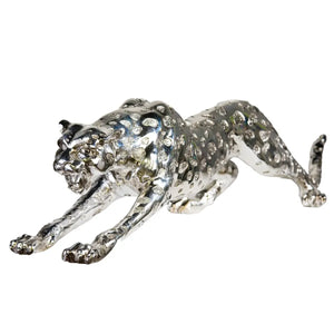 Dekofigur – Silberner Glanz, Strukturierte Oberfläche, Gepard Form - Gepard | Gilde